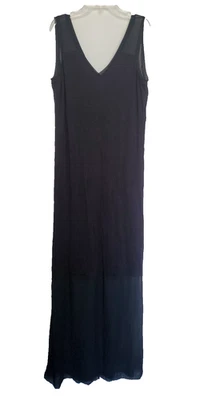DKNY Dress V-Neck Sleeveless Satin Maxi  Black Contrast-Trim Womens Size M Rayon - Image 1 of 4