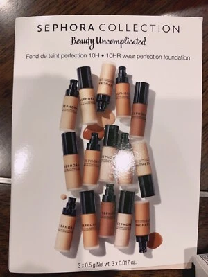 New Sephora 10HR Wear Perfection Foundation Sample- Walnut, Beige, Ivory,3*0.5g - Image 1 of 3