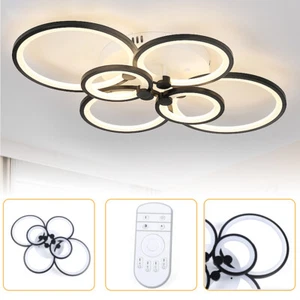 6 Heads Modern LED Chandelier Acrylic Pendant Lamp Ceiling Light Fixture Black - Picture 1 of 12