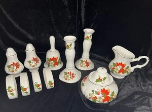Vintage Christmas Table Set, 1980s, 12 Piece, Bone China - Picture 1 of 15