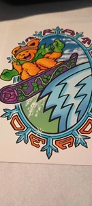 Tarjeta de felicitación en blanco Grateful Dead Dancing Bear snowboarding - Imagen 1 de 2