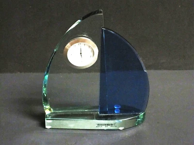 Bulova Windswept III Tabletop Glass Sailboat Sculpture Clock  - Image 1 of 4