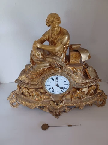 Rare 19th Century Baschet Baullier Paris Clock French Ormolu Gilded or Bronze Cover