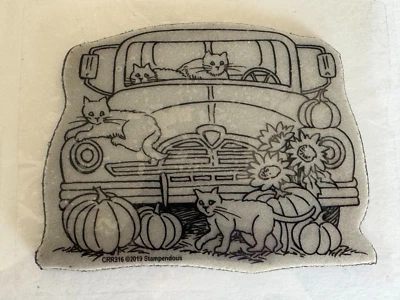 Stampendous Cling橡皮图章秋季卡车猫南瓜皮卡秋季卡片制作 — 第 1/4 张图片