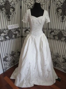 82W MORILEE 7691 SZ 10 BEADED CATHEDRAL TRAIN FORMAL WEDDING DRESS BALL GOWN - Picture 1 of 15
