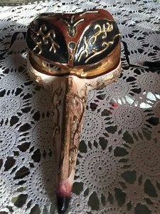 KATHERINE'S COLLECTION RETIRED BLACK & GOLD LONG MASQUERADE MARDI GRAS MASK - Picture 1 of 4