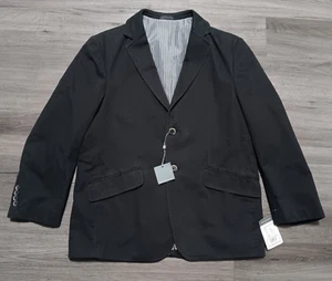 Neu mit Etikett Madison moderne Passform schwarzer unstrukturierter Sportmantel mit Nadelstreifen für Herren Größe 40S - Bild 1 von 9