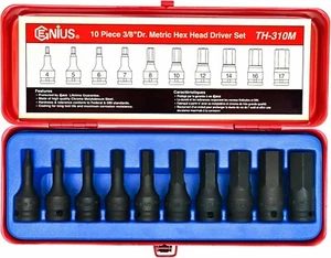 Genius Tools 10 Piece 3/8” Drive Metric Hex Allen Key Impact Socket Set TH-310M - Picture 1 of 5