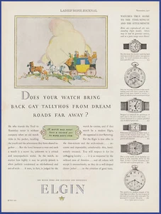 Vintage 1927 ELGIN Watches Pocket Watch Jewelry Art Décor 20's Print Ad - Picture 1 of 1