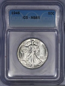 1946 Walking Liberty Half Dollar 50c ICG MS65 - Picture 1 of 2