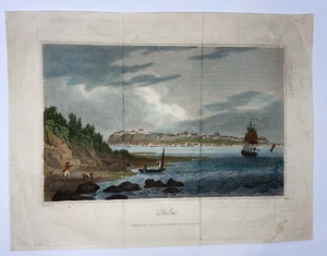 CIUDAD DE QUEBEC CANADÁ 1821 SHERWOOD & CIE VISTA GRABADA ANTIGUA - Imagen 1 de 3