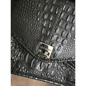 Marc Fisher Crocodile Embossed Black Handbag Long Strap Convertible Vegan Purse - Picture 1 of 6