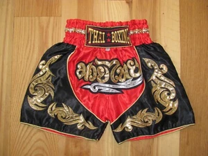 Thai Boxing God Embroidered Satin Shorts Kick Boxing Boys XXS  (K-TH3) - Picture 1 of 6