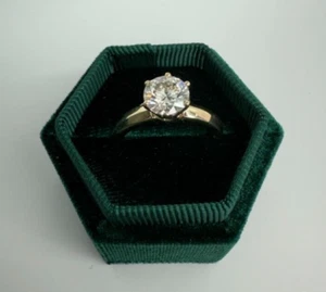 Diamond Engagement Women Ring F VS2 Round 2 Ct Lab created 14K Yellow Gold - Picture 1 of 17