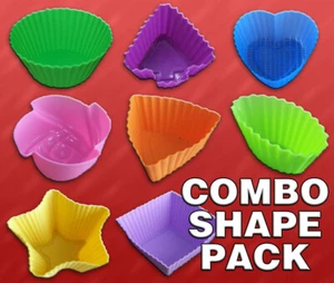 24 x Cupcake / Muffin Shapes (3 each of 8 different shapes) ~ Silicone Bakeware - Picture 1 of 9