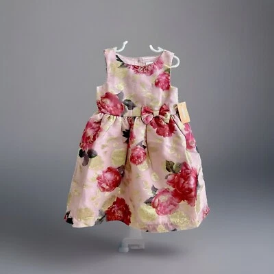 NWT Gymboree  Girls Size 4T,Floral Fit And Flare Dress With Bow At Waist - Image 1 of 4
