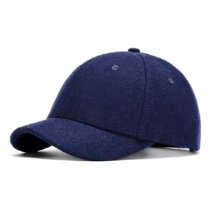 Men Casual Faux Wool Felt Baseball Cap Short Brim Hat Adjustable Outdoor Cap - Picture 1 of 13