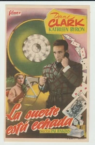 El jugador y la dama 1952 Spanish Movie Herald - Dane Clark, Kathleen Byron - Imagen 1 de 2