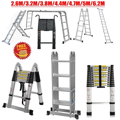 Multifonction Échelle Télescopique Escamotable d'atelier 2.6m-6.2m Échelle EN131 - Photo 1/4