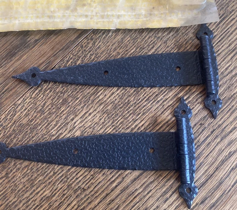 Vintage strap hinge hammered Black finish 6 1/2" Cabinet New Old Stock 4 Hinges Cover