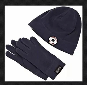 Boys Bundle Hat & Gloves Fleece CONVERSE Super Warm Age 4 - 7 Years Navy New - Picture 1 of 3