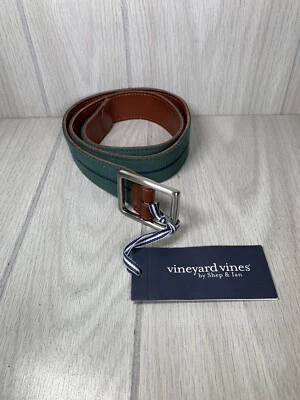 Cinturón reversible para hombre Vineyard Vines talla 30 correas de cuero verde Charleston Foto 1 de 4