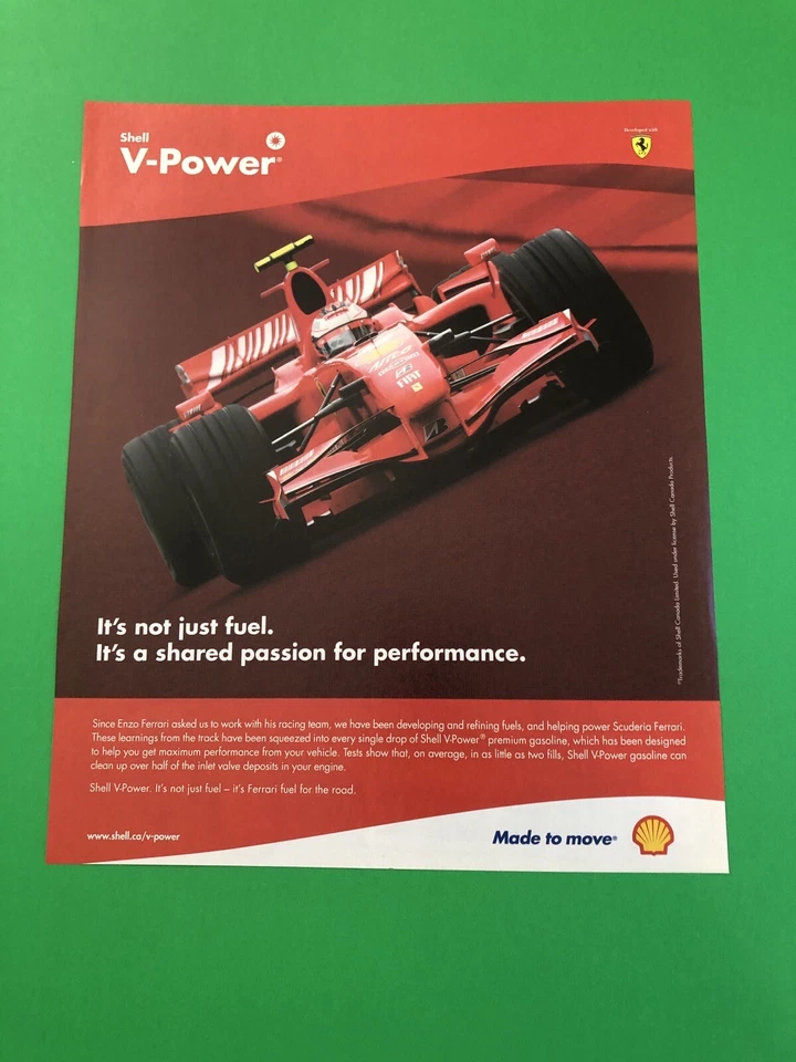 FERRARI SHELL FORMULA 1 F1 ORIGINAL VINTAGE PRINT AD PRINTED ADVERTISEMENT A1 - Image 1 of 1