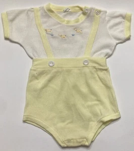 Completo completo corto vintage bambino giallo ricamato - Foto 1 di 8