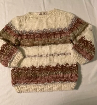 Suéter Pullover Vintage Grueso Tejido a Mano Abuela Mujer Talla XS S Acrílico Corea Foto 1 de 4