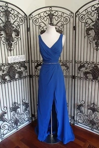 2881 ALFRED ANGELO 7338L INDIGO SZ 6 $218   FORMAL BRIDESMAID GOWN DRESS - Picture 1 of 11