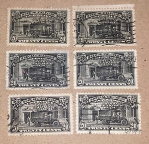 Dealer Lot 1927 US STAMP Special Delivery Postal Truck Black 20c Sc # E19 Used - Picture 1 of 2