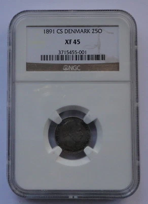 DENMARK  COIN 25 ORE 1891  NGC  XF 45 - Image 1 of 2
