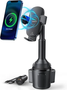 APPS2Car Car Cup Phone Holder Wireless Charger with QC 3.0 Adapter, 15 Black - Picture 1 of 7