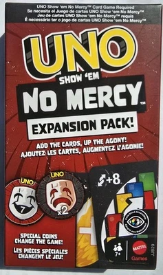Mattel UNO Show 'Em NO MERCY Card Game EXPANSION PACK. In Hand. NEW Mattel Coins - Image 1 of 2