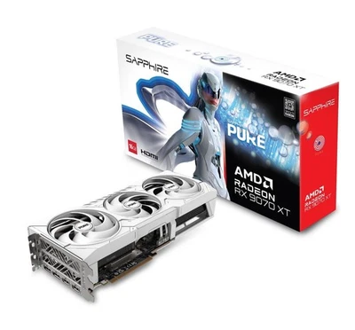 Sapphire AMD Radeon PURE RX 9070 XT 16GB GDDR6 OC Graphics Card 4K Game GPU - Image 1 of 4