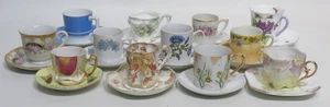 12 einzigartige Vintage Bone China Demitasse Tassen & Untertassen meist asiatisch Restposten - Bild 1 von 14