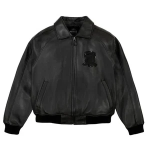 Men Avirex ICON Black Real Bomber American Flight Faux Jacket Leather for Men - Picture 1 of 9