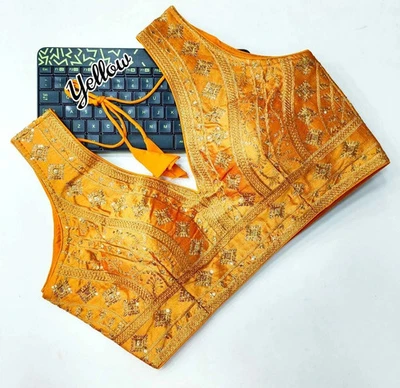 Blusa sari cosida india lista para usar fentam seda secuencia bordado trabajo F.S Foto 1 de 3