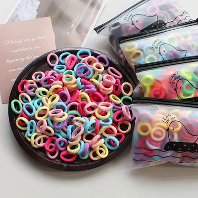 100 Pc Kids Elastic Hair Band 2cm Nylon Ponytail Holder Scrunchies Girls Jewelry - Image 1 of 4