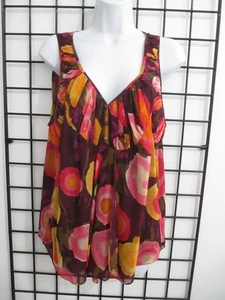 OPCIONES DE SEDA AGOSTO 🌸 BLUSA L / XL / 41" BUSTO==SIN MANGAS / AUDAZ ESTAMPADO FLORAL - Imagen 1 de 8