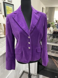George Blazer Damen 10 lila Samt Sakko Strass Knöpfe gefüttert klassisch - Bild 1 von 15