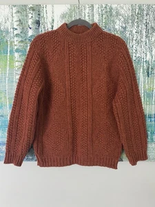 Suéter de Lana Arrow Cum Laude Talla Pequeña Vintage Cable Naranja Quemado - Imagen 1 de 7