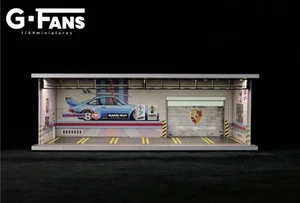 G-FANS 1:64 Garage Diorama LED Licht CarPort Porsche Advan - Bild 1 von 5