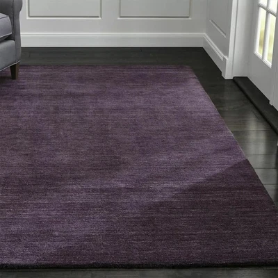 Hand Tufted 8x10 Purple Wool  Area Rug | Modern Solid Carpet Living Room Bedroom - Image 1 of 4