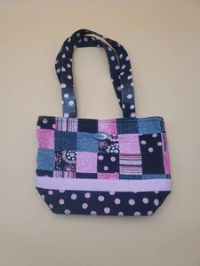 Donna Sharp Quilted Pink/Black/Gray Patchwork Poka Dot Shoulder/Hand Bag - Picture 1 of 18
