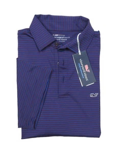 Vineyard Vines Performance Men's Blue Depth/Crimson Bradley Sankaty Polo Shirt - Picture 1 of 5