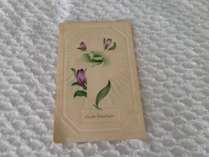 Vtg Easter Greetings Card Oversized Cross Farm Lilies  Germany used - Picture 1 of 7