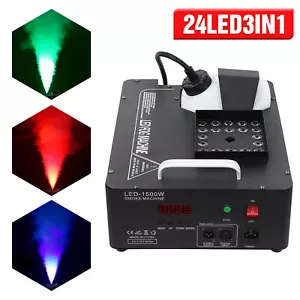 Smoke Fog Machine DMX DJ Party Vertical Spray Fog Stage Light RGB 24 LED Light! - Picture 1 of 11