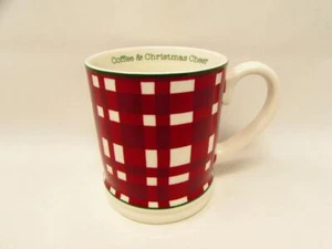 Taza Threshold Coffee & Christmas Cheer a cuadros roja y blanca b403 - Imagen 1 de 2