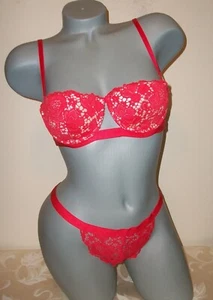  Neu mit Etikett Victoria Secret sehr sexy gefütterter Balconett Cheekini Tanga Set 34B M  - Bild 1 von 4